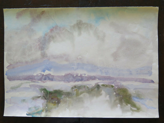 50x36 cm PAINTING VINTAGE ABSTRACT WATERCOLOR MIXED TECHNIQUE OF FROST P14