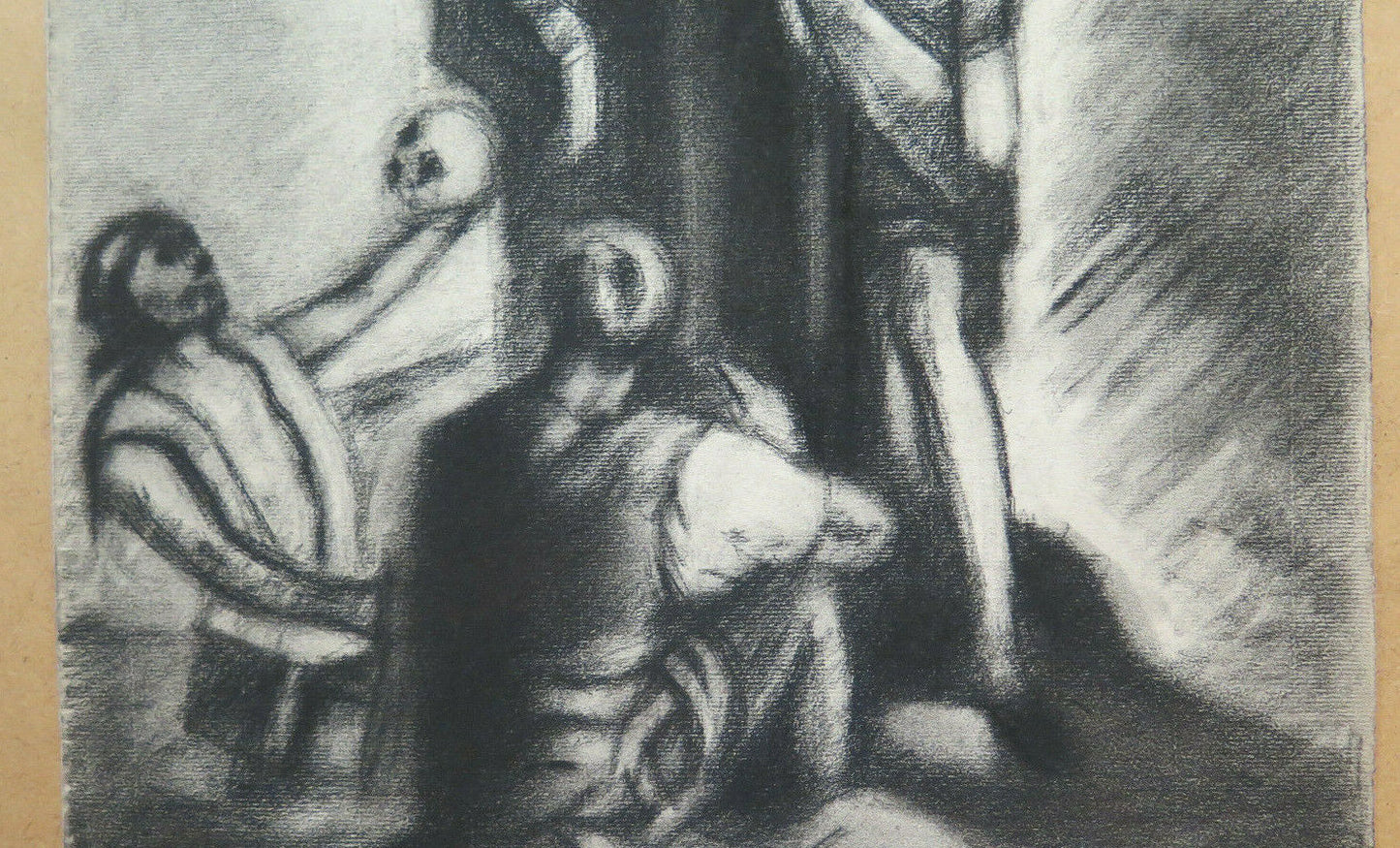 ANTIQUE CHARCOAL PAINTING ON PAPER HAMLET ART Pierre Duteurtre known as DUT BM53.1