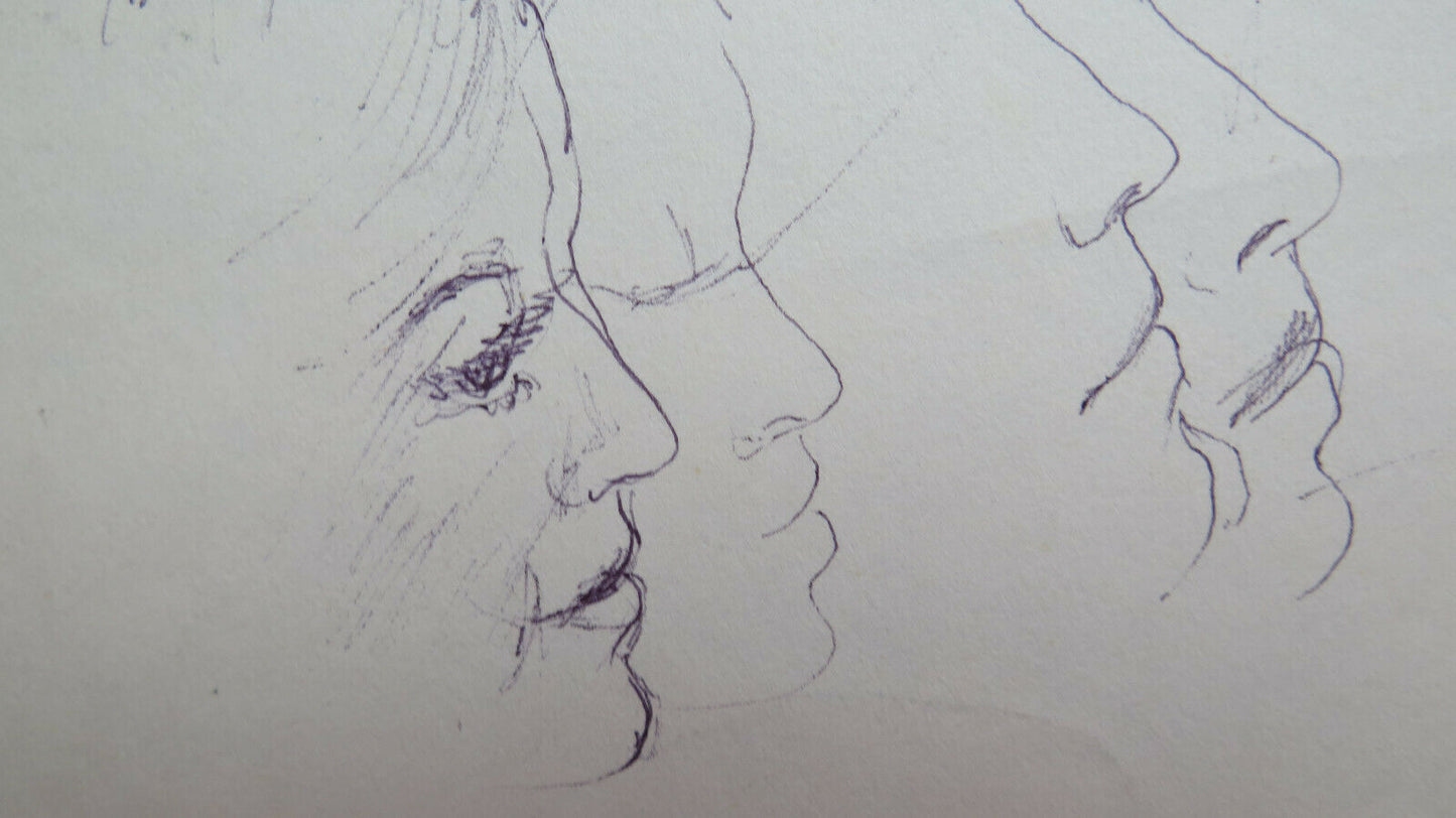 OLD STUDY DRAWING FOR MALE FIGURES PEN ON ORIGINAL PAPER P28.7