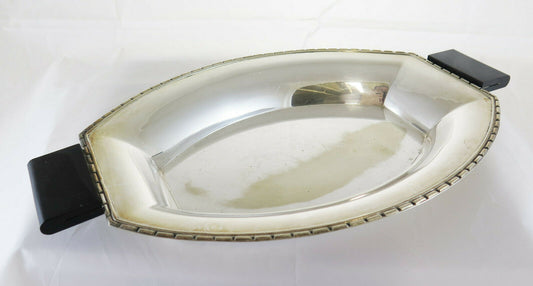 VASSOIO ARGENTATO EPNS VINTAGE COPPA CIOTOLA STILE DECO' SILVERPLATE TRAY R42