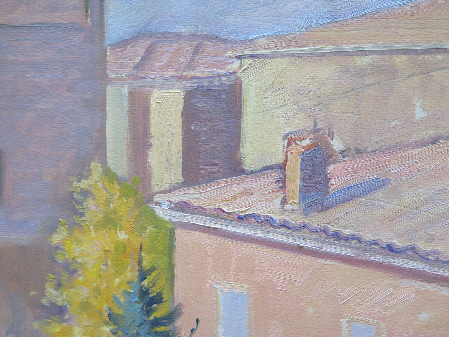 OLD PAINTING OIL ON PAPER PAINTING SKETCH MAESTRO G. PANCALDI VIEW P15 P14