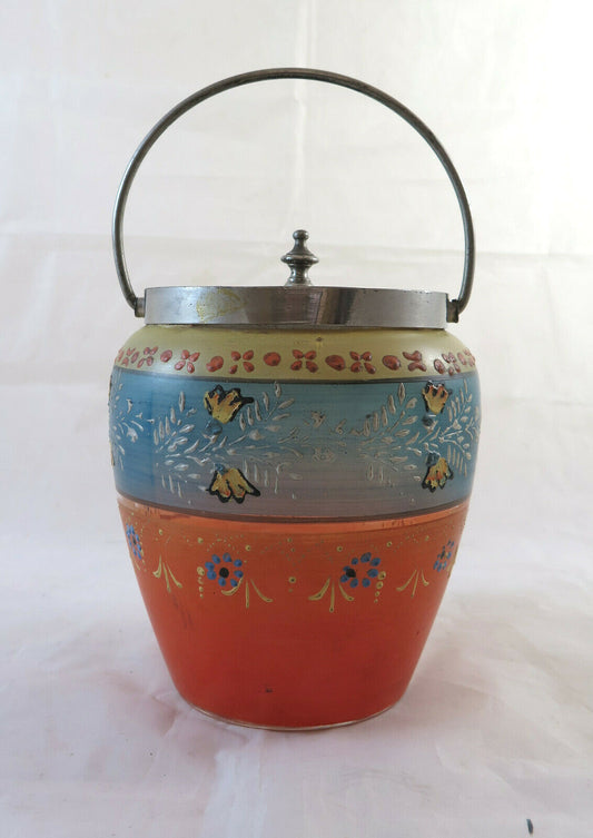 SECCHIELLO PER GHIACCIO ANTICO IN VETRO DIPINTO A MANO SECCHIO BISCOTTIERA BM23