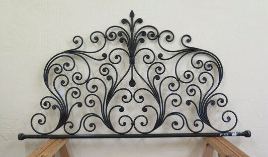 TESTATA DA LETTO 128 cm IN FERRO BATTUTO A CODA PAVONE TESTIERA VINTAGE 19