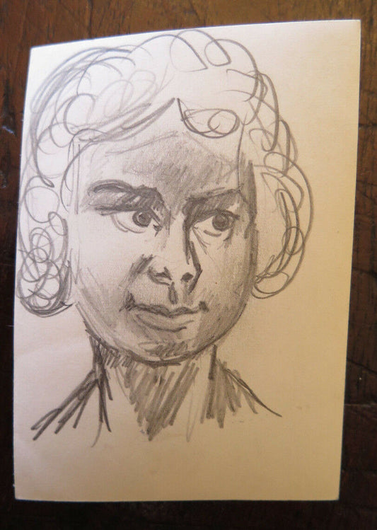 ANTIQUE DRAWING PENCIL ON PAPER WORK STUDY FOR THE FACE OF A YOUNG MAN SKETCH P28.5