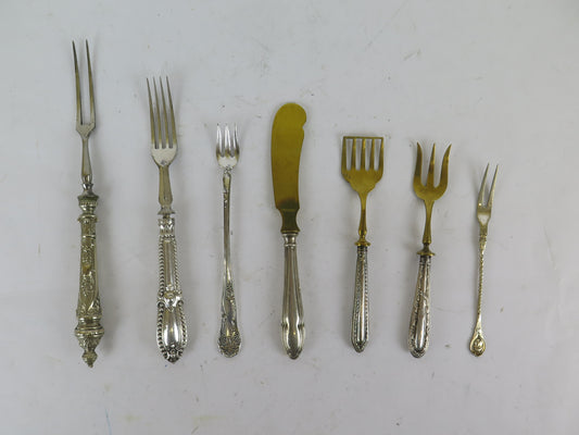 7 ANCIENT ART NOUVEAU CUTLERY LIBERTY STYLE SILVER METAL R146