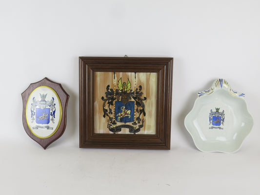 CREST PAINTED CERAMIC SAUCER WEAPON CAVALRY ARMY HONORANDO TRADO VN8