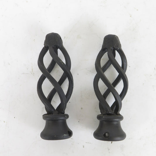 PAIR OF VINTAGE HANDMADE WROUGHT IRON CURTAIN ROD POINTS CH16