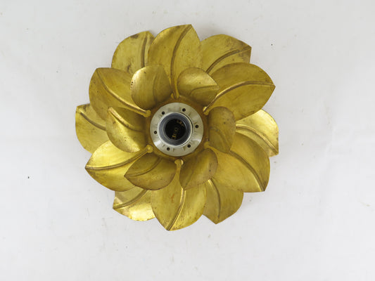 WALL LAMP VINTAGE HANDMADE GOLD GOLDEN SHAPE OF MAGNOLIA FLOWER CH8 c