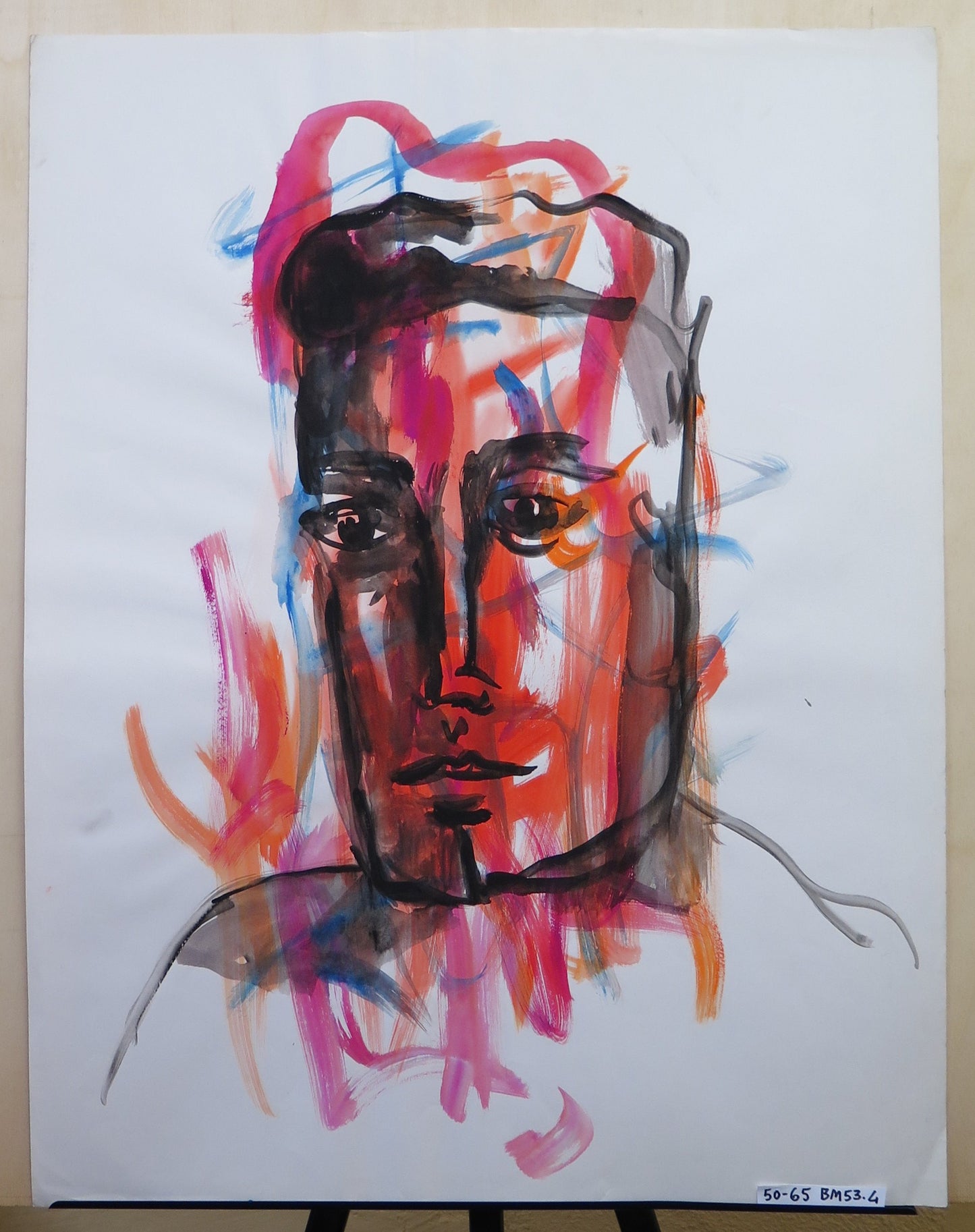 RITRATTO MASCHILE VINTAGE ANNI '60 QUADRO DIPINTO AD ACQUERELLO SU CARTA FRANCIA BM53.4