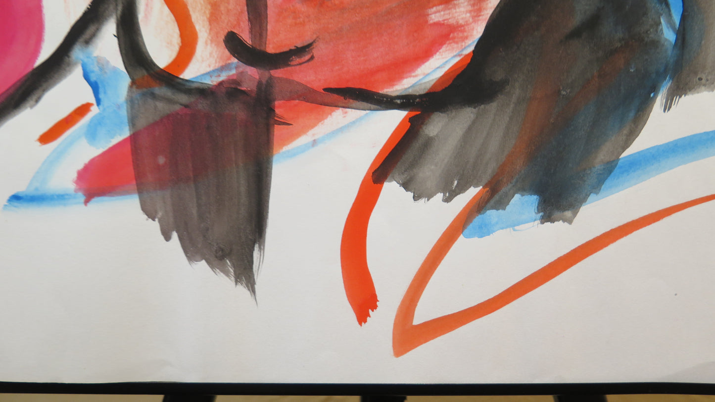 GRAFICA ANNI 60 RITRATTO MASCHILE VINTAGE ANNI '60 QUADRO DIPINTO AD ACQUERELLO SU CARTA FRANCIA BM53.4