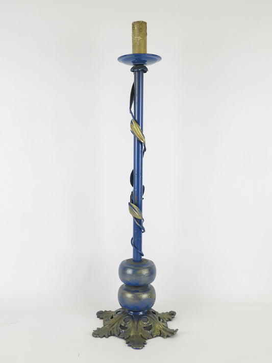 BEDSIDE LAMP IN WROUGHT IRON AND VINTAGE METAL HANDMADE CH17