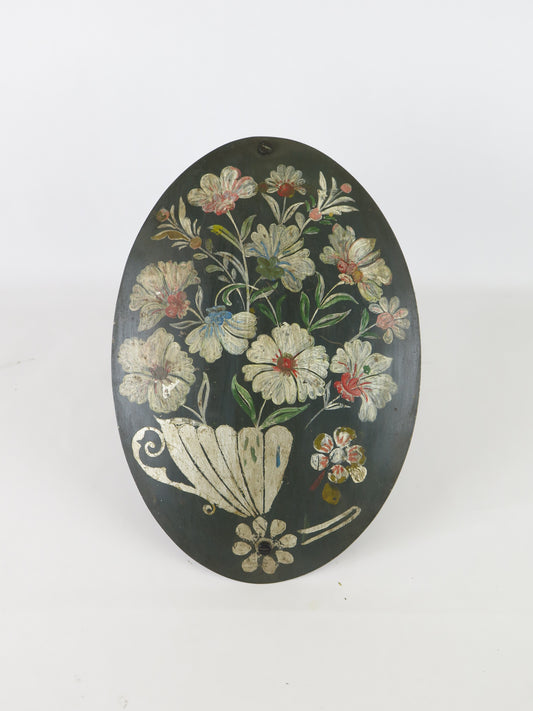 WALL LAMP IN WROUGHT IRON WITH HAND PAINTED FLORAL DECORATION LIGHT WALL CH37