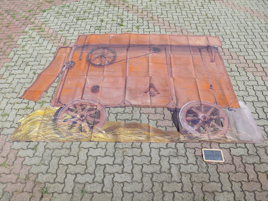 355x255 cm ANCIENT THEATRICAL SCENOGRAPHY COMBINE HARVESTER PAINTED CL1.108