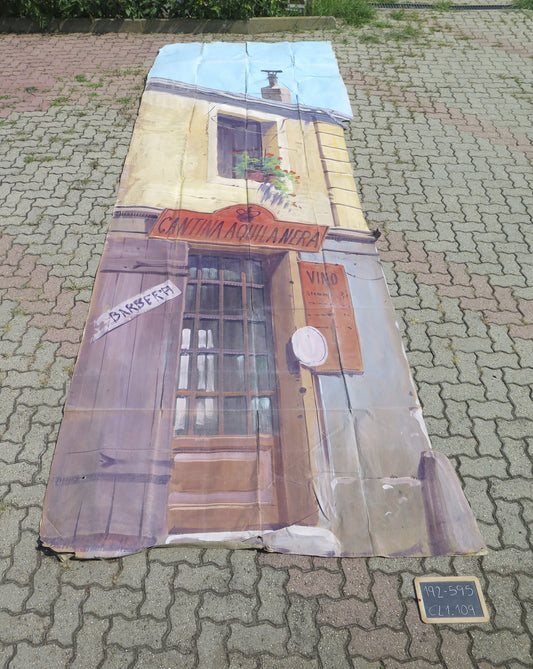 192x595 cm ANTICA SCENOGRAFIA TEATRALE OSTERIA VINO LOCANDA DIPINTO ARTE CL1.109