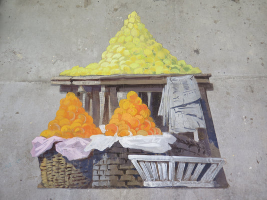 ANTIQUE PAINTING THEATER SCENOGRAPHY LEMONS FRUIT STAGE BACKGROUND CL1.13