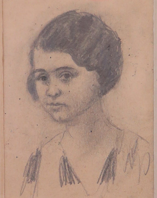 ANTIQUE DRAWING PORTRAIT HUSBAND WIFE PENCIL PAPER BEGINNING OF THE CENTURY FRANCE BM53.5C