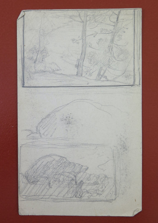 ANTIQUE DRAWING STUDY SKETCH FOR LANDSCAPE PAINTING PENCIL ON PAPER BM53.5C