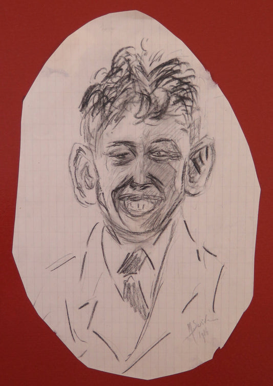 PORTRAIT OF A YOUNG MAN ANTIQUE DRAWING PENCIL ON PAPER EARLY CENTURY BM53.5C