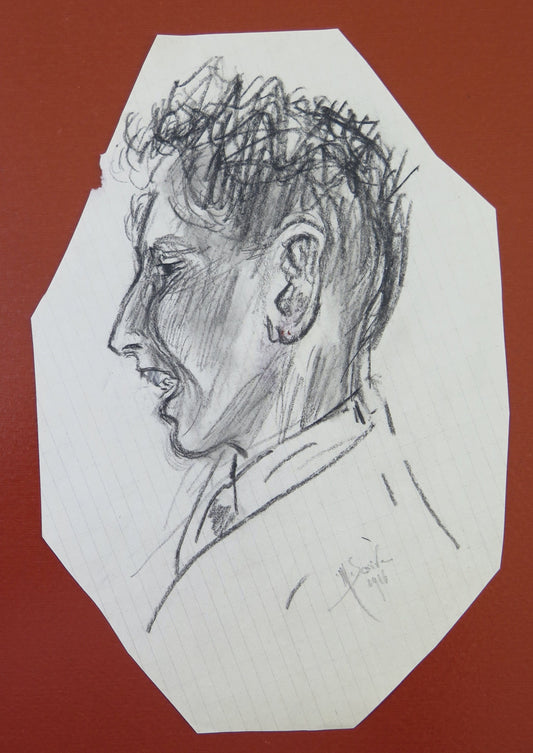 PORTRAIT OF YOUNG MAN IN PROFILE ANTIQUE DRAWING PENCIL ON PAPER BM53.5C