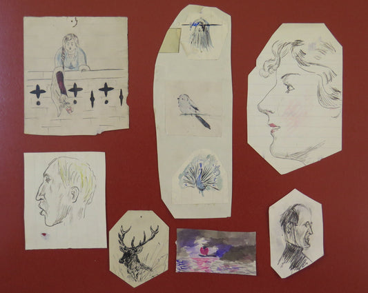 7 ANTIQUE DRAWINGS SKETCHES ON PAPER VARIOUS SUBJECTS BEGINNING OF THE CENTURY FRANCE BM53.5C