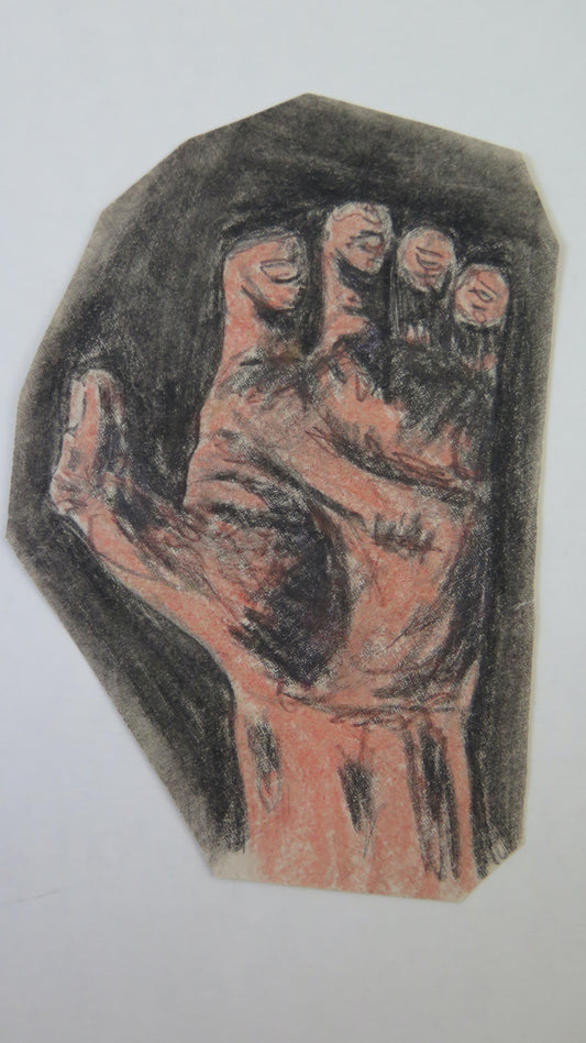 ANCIENT SKETCH DRAWING WITH STUDY FOR ONE HAND COLORED PENCIL PAPER BM53.5D