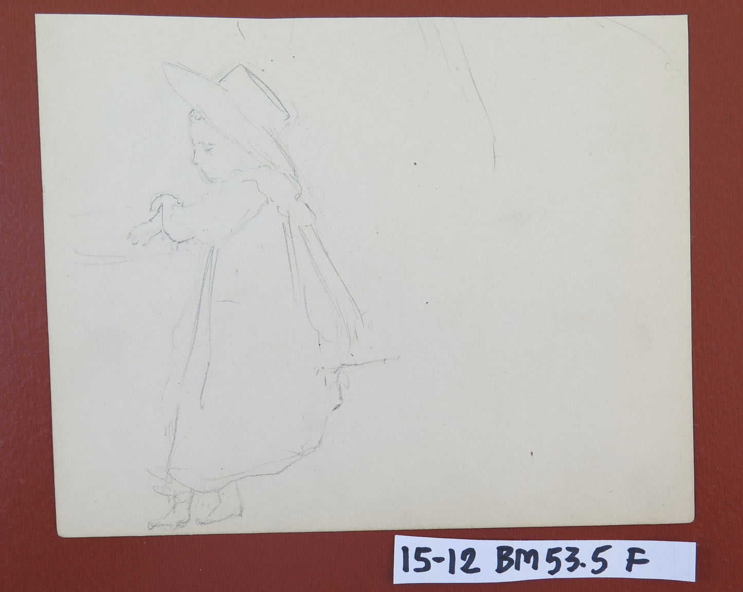 ANTIQUE DRAWING PENCIL ON PAPER SKETCH SKETCH PORTRAIT OF A GIRL BM53.5F