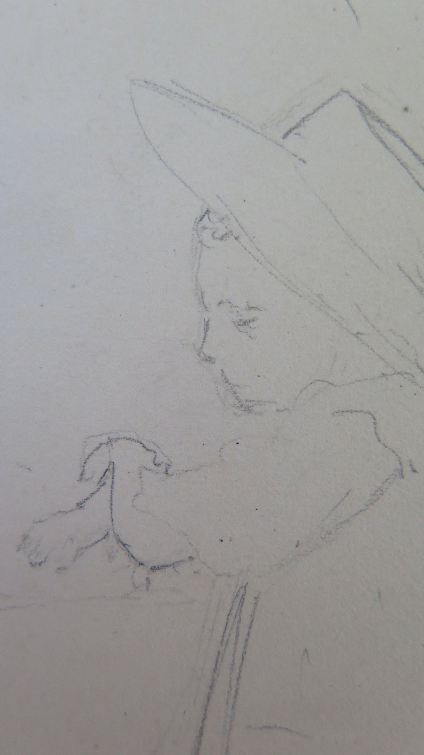 ANTIQUE DRAWING PENCIL ON PAPER SKETCH SKETCH PORTRAIT OF A GIRL BM53.5F