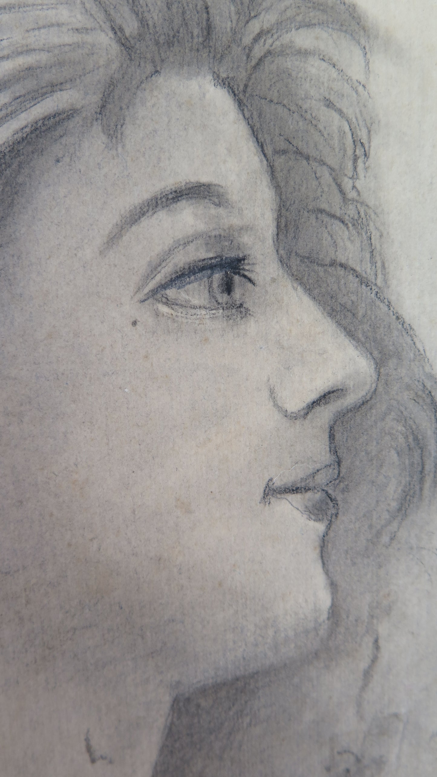 ANTIQUE DRAWING PORTRAIT OF A YOUNG WOMAN SIGNED PENCIL ON PAPER '900 BM53.5F