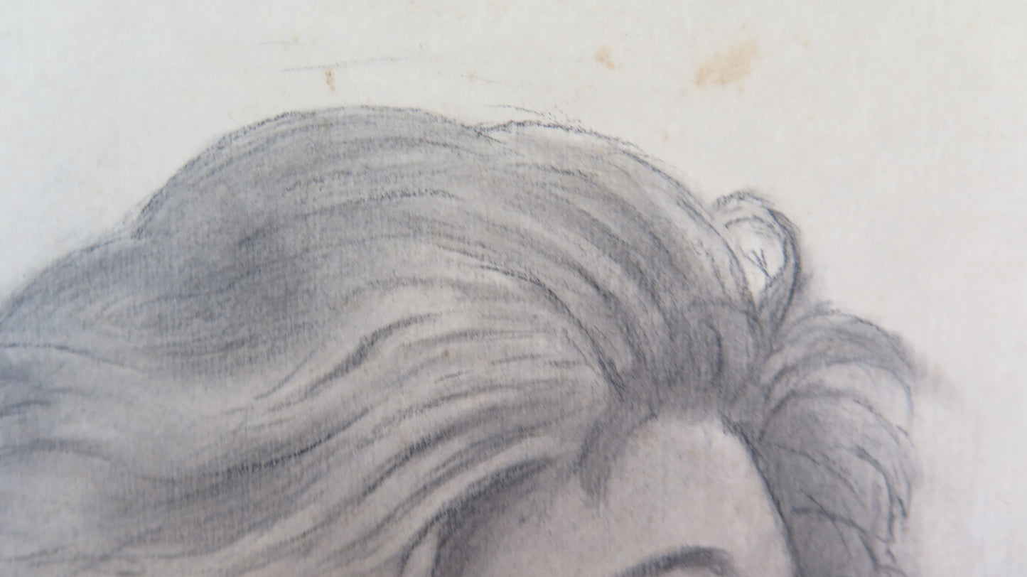 ANTIQUE DRAWING PORTRAIT OF A YOUNG WOMAN SIGNED PENCIL ON PAPER '900 BM53.5F