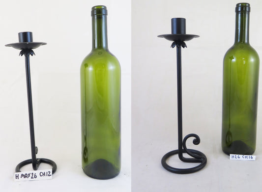 TWO OLD HAND FORGED WROUGHT IRON CANDLESTICKS LIES CANDLE CH12 CH16