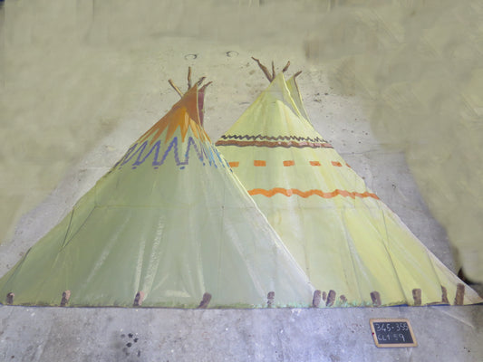 345x355 cm INDIAN CURTAINS ANTIQUE PAINTED TAPÉE THEATER BACKDROP CL1.59