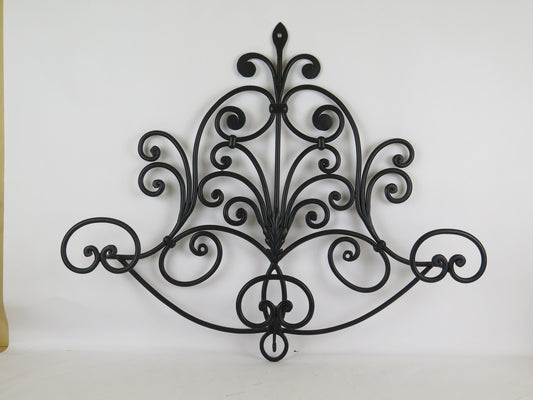VINTAGE HAND FORGED WROUGHT IRON WALL COAT HANGER PEACOCK TAIL CH