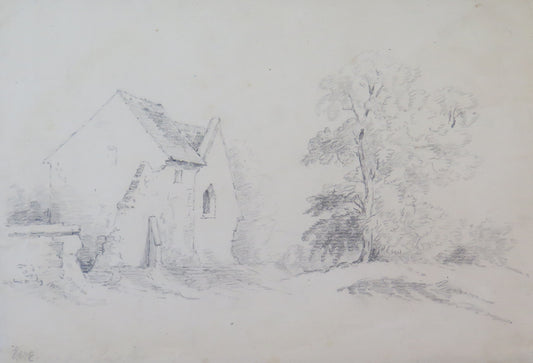 ANCIENT PENCIL DRAWING ON COUNTRYSIDE PAPER SIGNED PAINTING BM53.5b