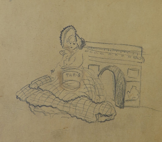 PORTRAIT OF YOUNG GIRL IN PERIOD DRESS PARIS FRANCE TRIUMPH ARCH BM53.5b